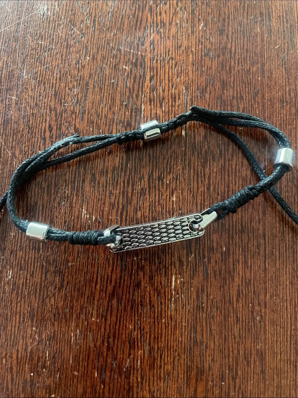 Men’s slider ID bracelets. Set of 2. Black. Braided. Stainless steel tags. NWOT